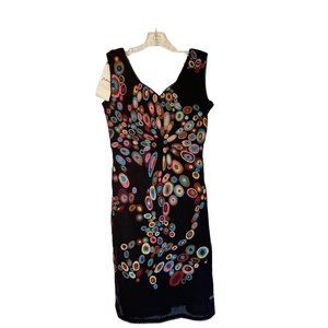 Millionaire Bombay India Sheath Dress Black Embroidery Unlined Cotton sz S NWT!
